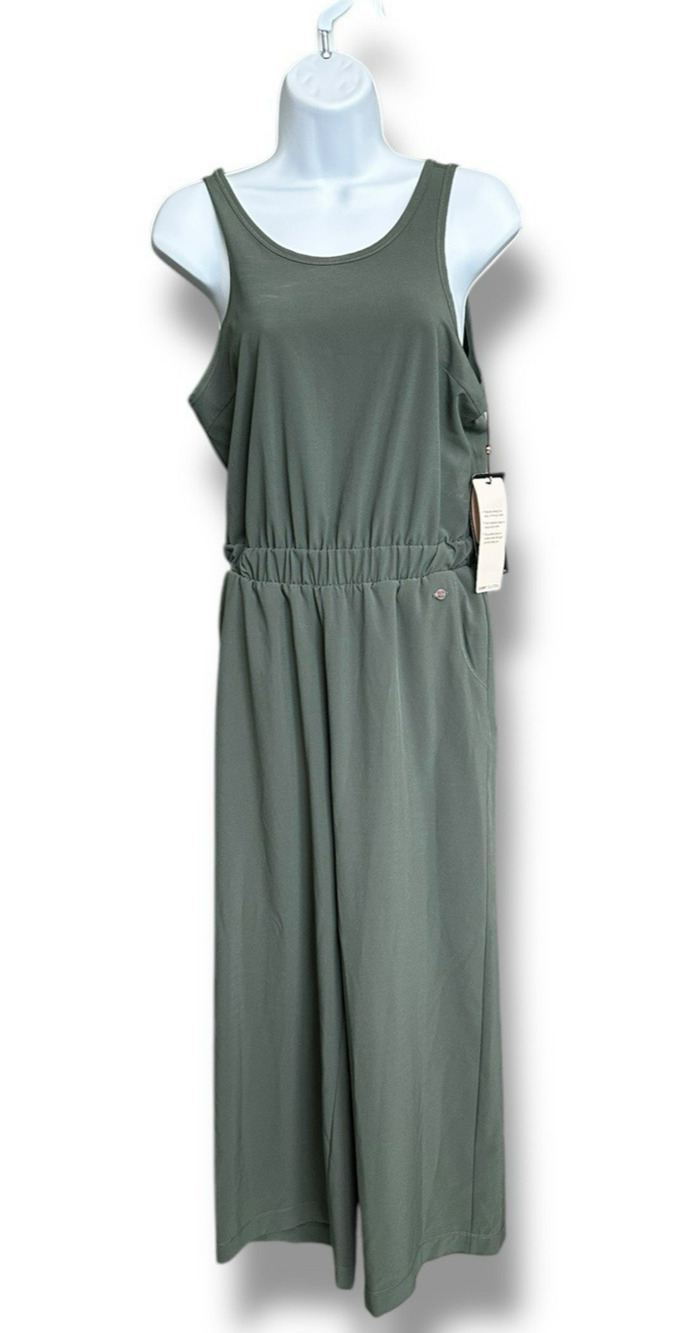 New Calia Carrie Underwood Wide Leg 1 Piece Overlap Jumpsuit Thyme Green XS